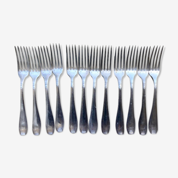 12 silver metal forks