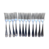 12 silver metal forks