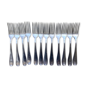 12 silver metal forks