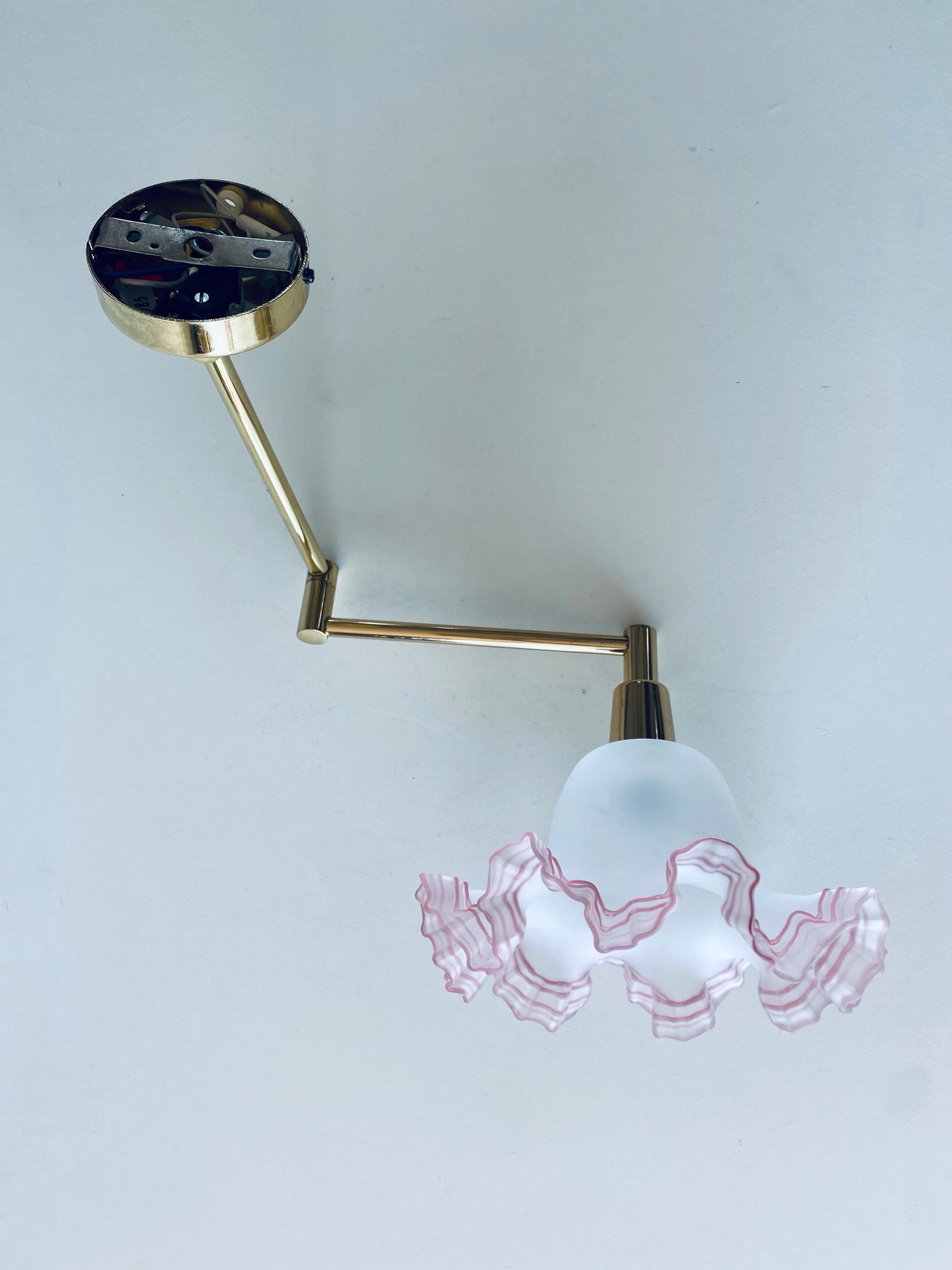 Telescopic wall light, brass and glass