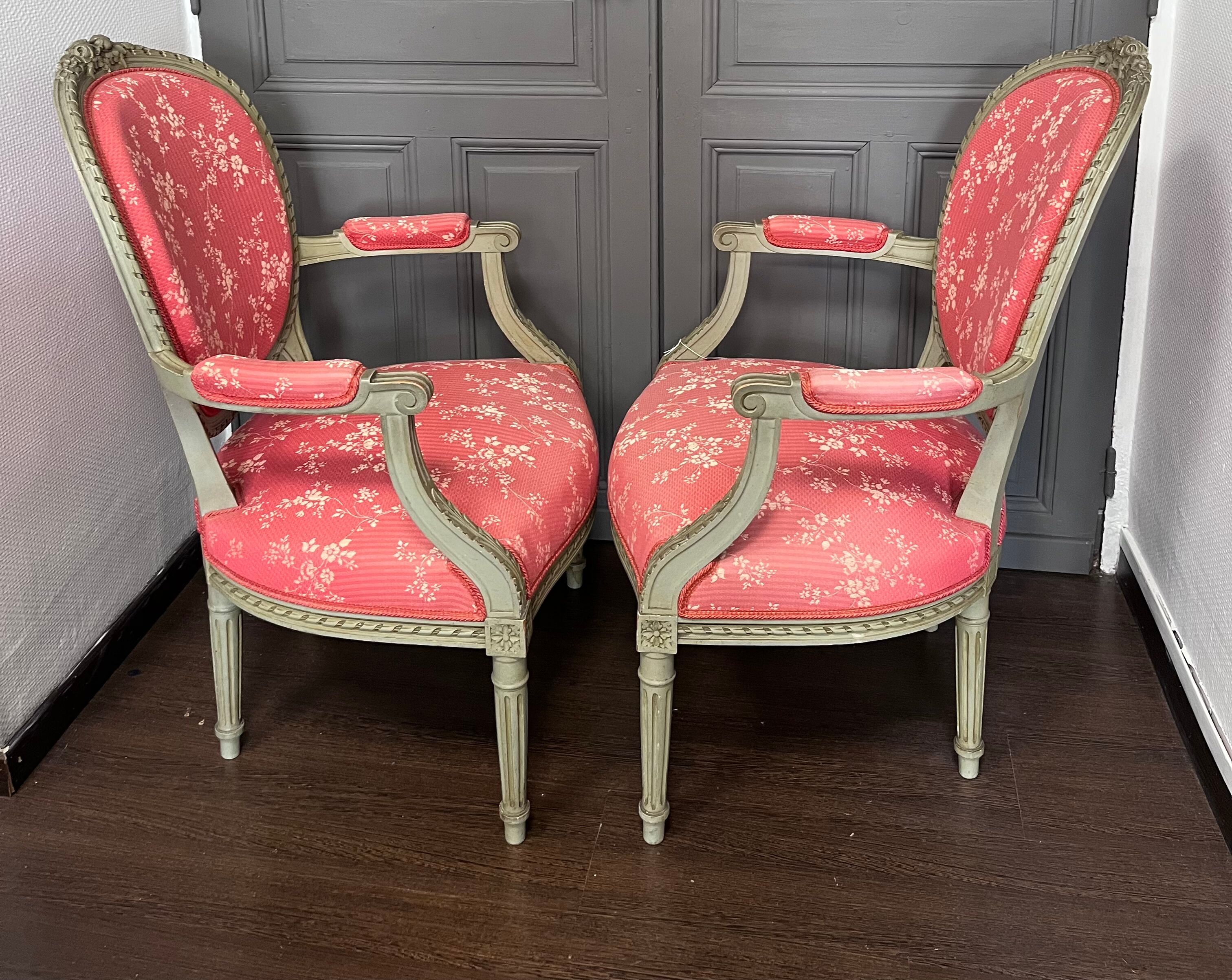 Pair of Louis XVI medallion armchairs