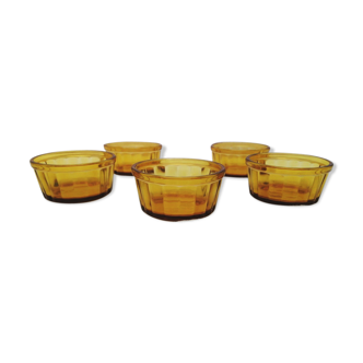 5 Vereco brown glass ramekins