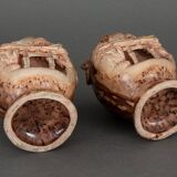 Pair of Banko Ware vases from China ceramic temple and pagoda decor