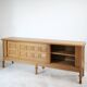 Guillerme and Chambron oak sideboard in light wood in a brutalist style.
