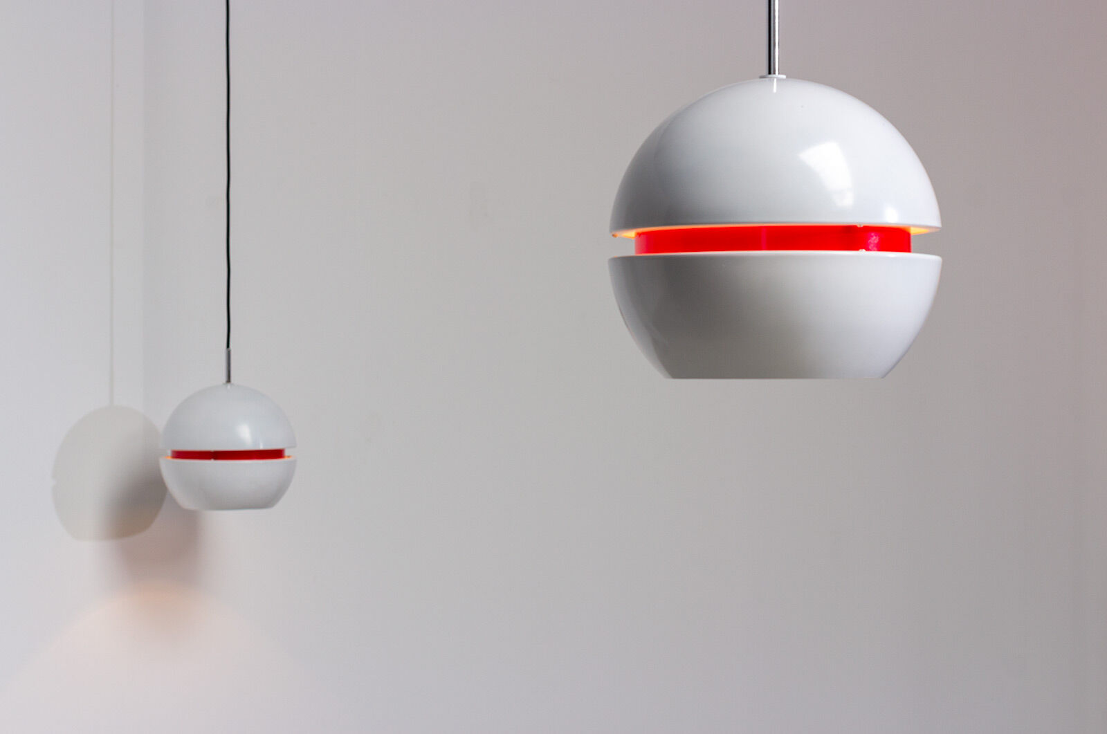 Pair of pendant lamps by Stilnovo Italy 1950