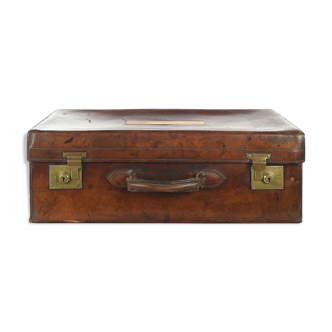 Valise anglaise en bois et cuir, circa 1910