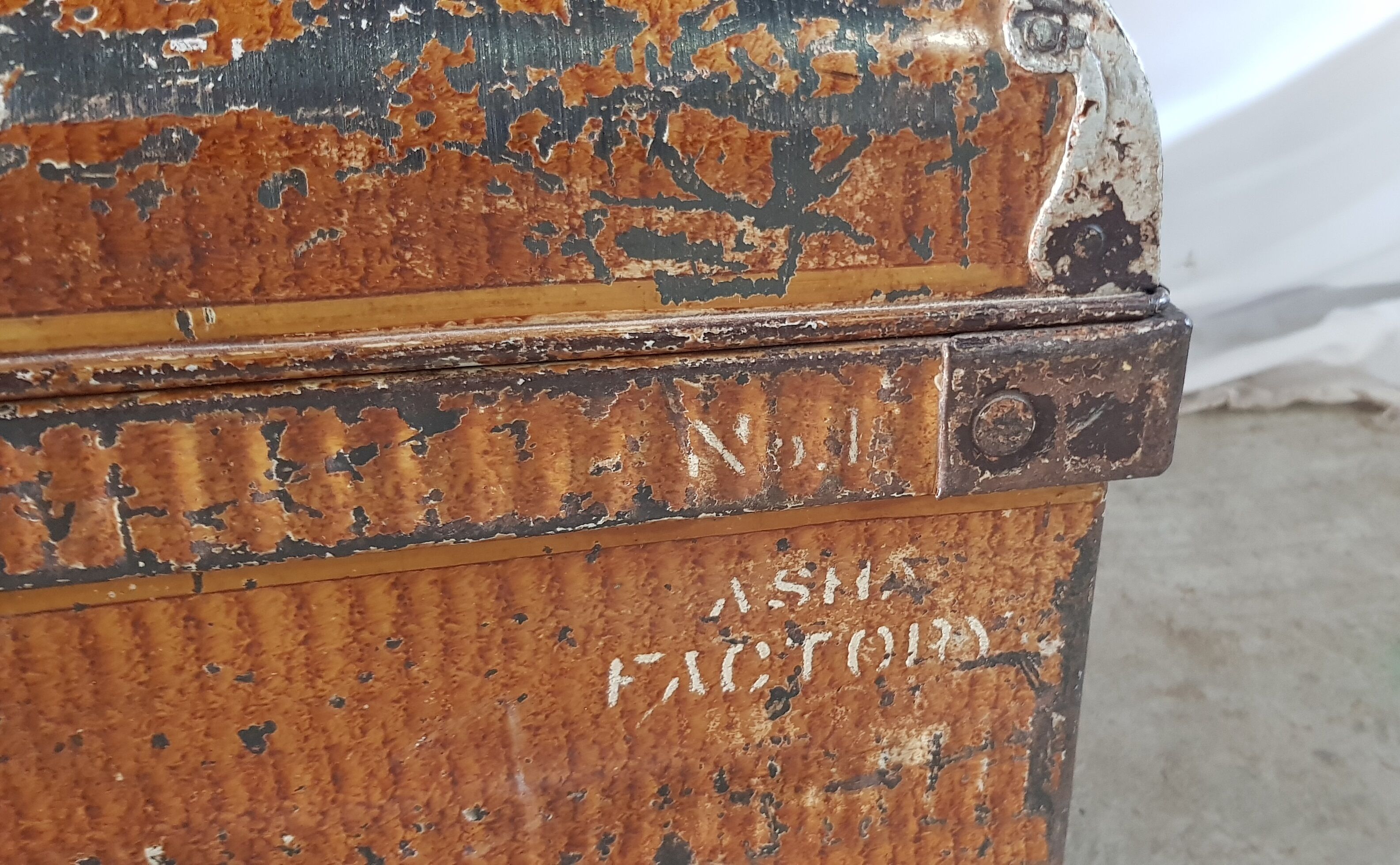 Ancient colonial travel trunk