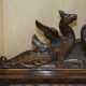 Banc Monks Antique Sculpté Lion Griffon 1860 avec Rangement