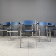 Minimalist metal and plywood stackable armchairs by Gijs Van Der Sluis