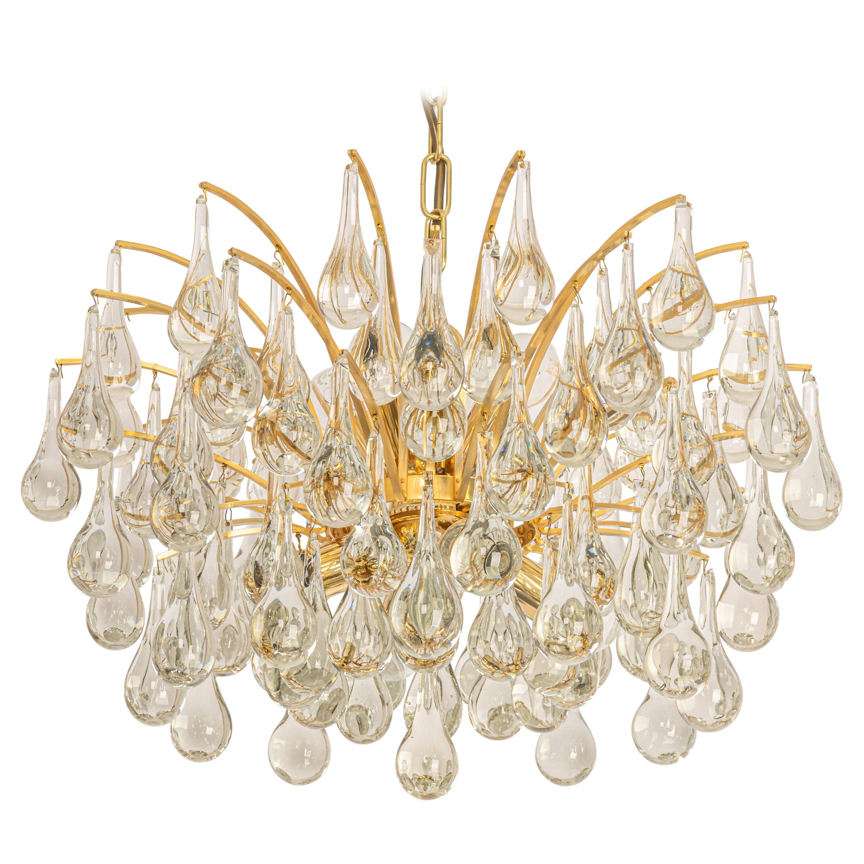 Murano glass drop-shaped chandelier, Christoph Palme, Germany, 1970s