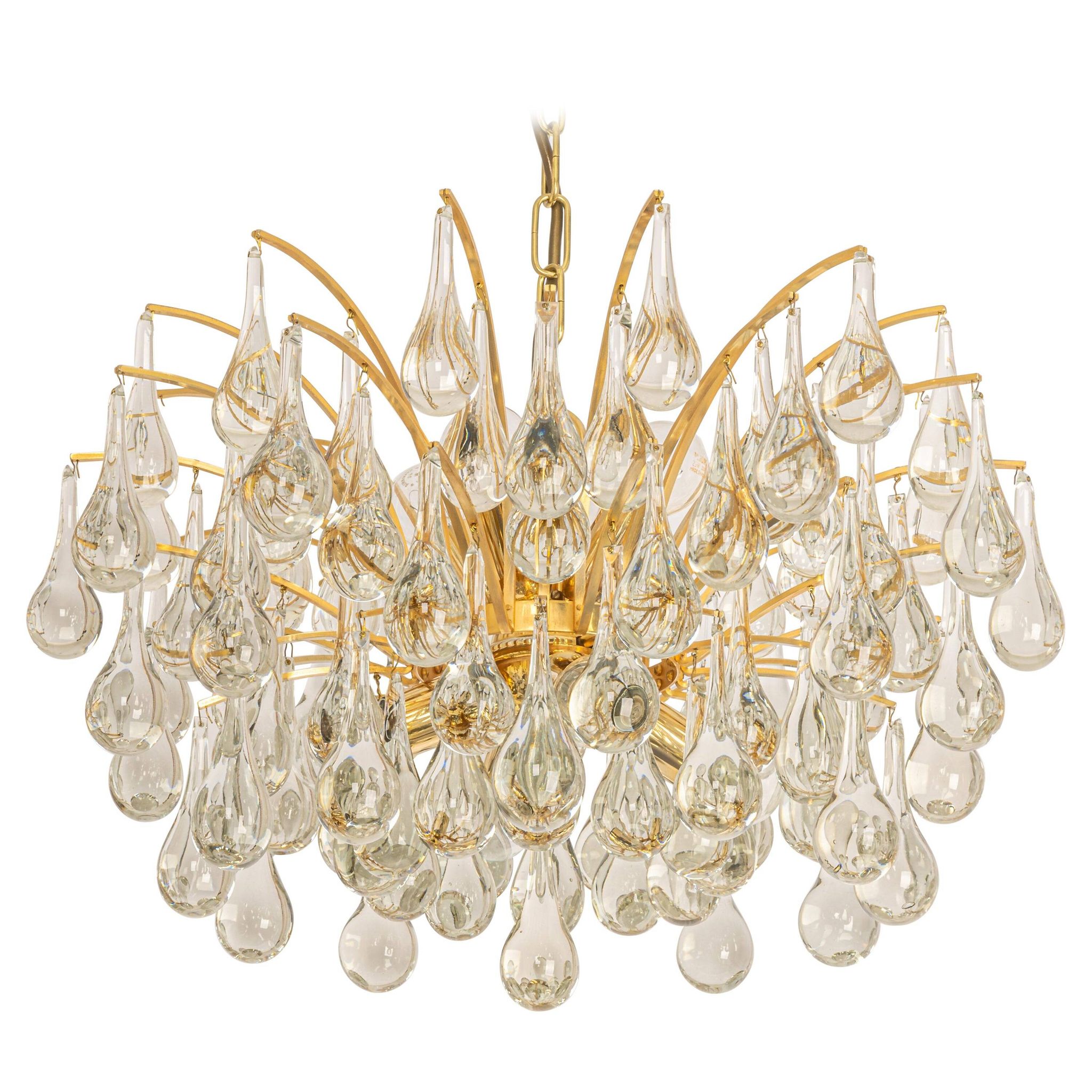 Murano glass drop-shaped chandelier, Christoph Palme, Germany, 1970s