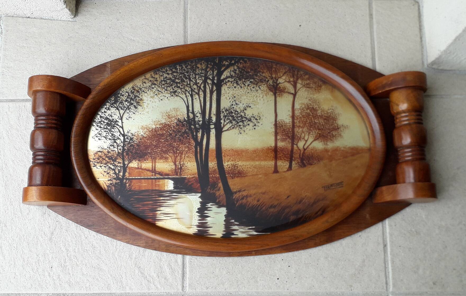 Plateau bois Art Déco