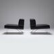 Black leather Ombra 512 lounge chairs by Charlotte Perriand for Cassina Italy