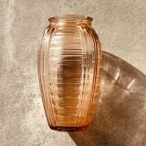 Pair of Vintage Amber Glass Vases - 70s Retro Elegance