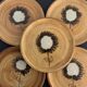 5 plates flat sunflower, Poterie de la Colombe, Vallauris style, 1970