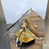 Scandinavian Vintage  wall light Sconce in Brass & Amber colored Glass