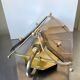 Scandinavian Vintage  wall light Sconce in Brass & Amber colored Glass
