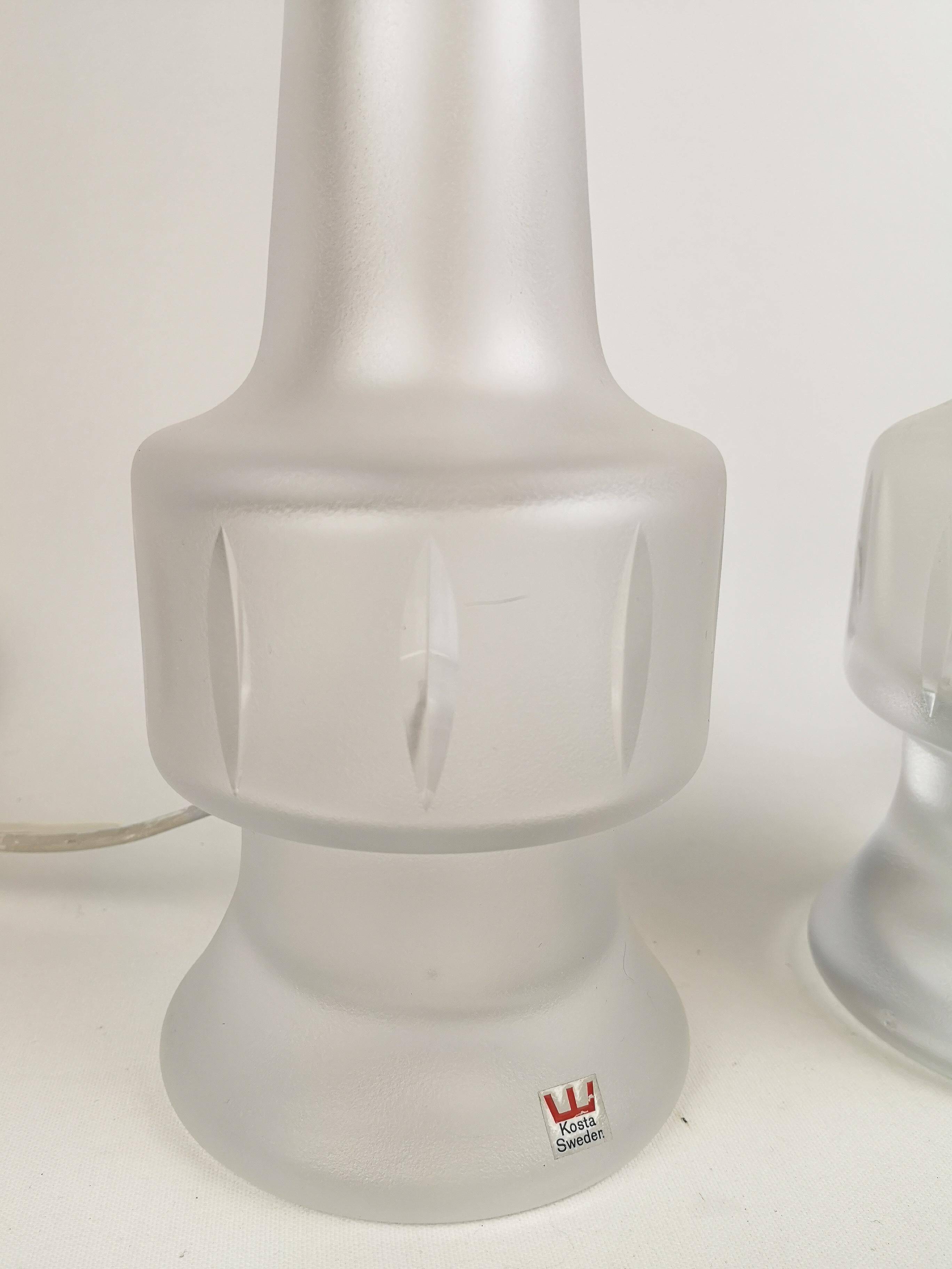 Pair of Kosta crystal table lamps, Sweden, 1960s