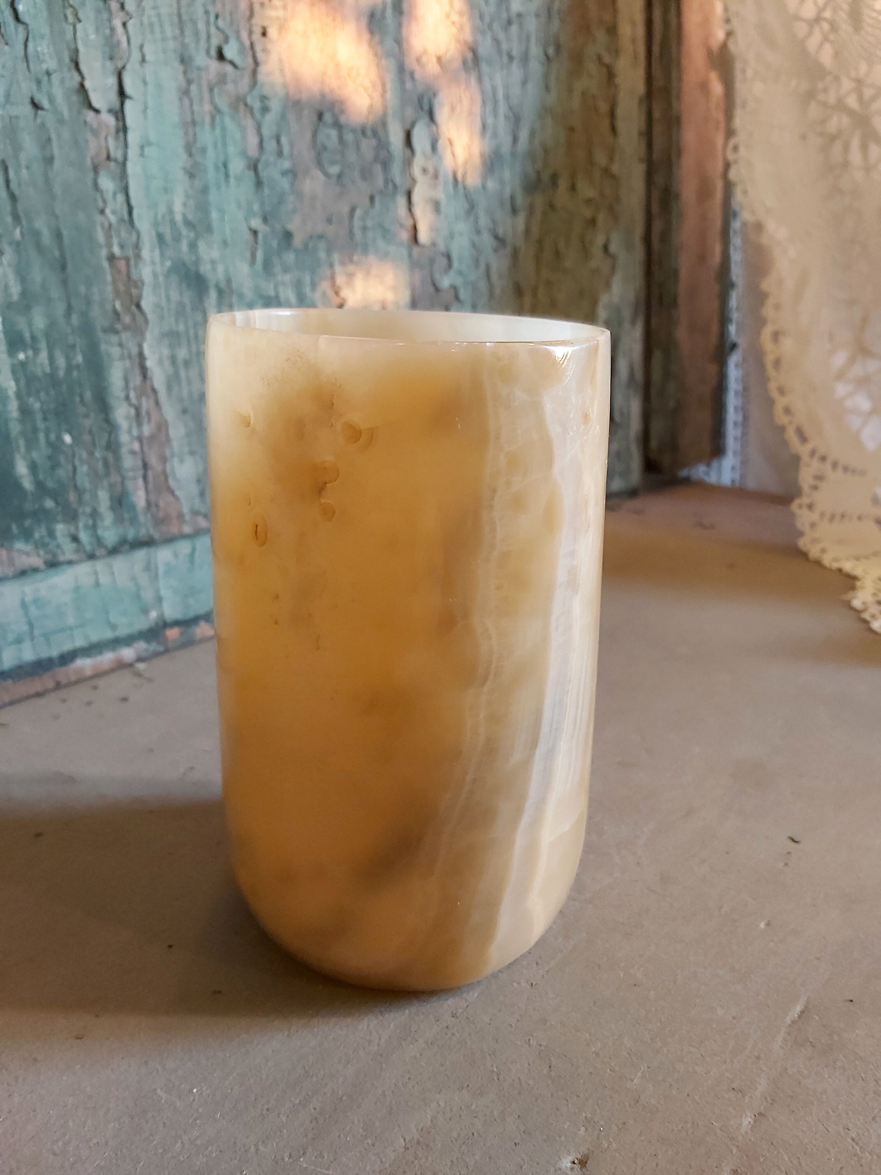 Vase onix jaune vintage de français