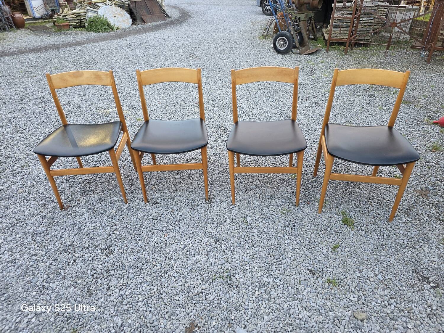 4 Scandinavian beech chairs from the 1960s.