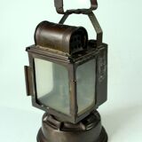 1930s - old carbide lamp, railway signal lamp, made of copper, metal and glass, by A. Butin/Paris
