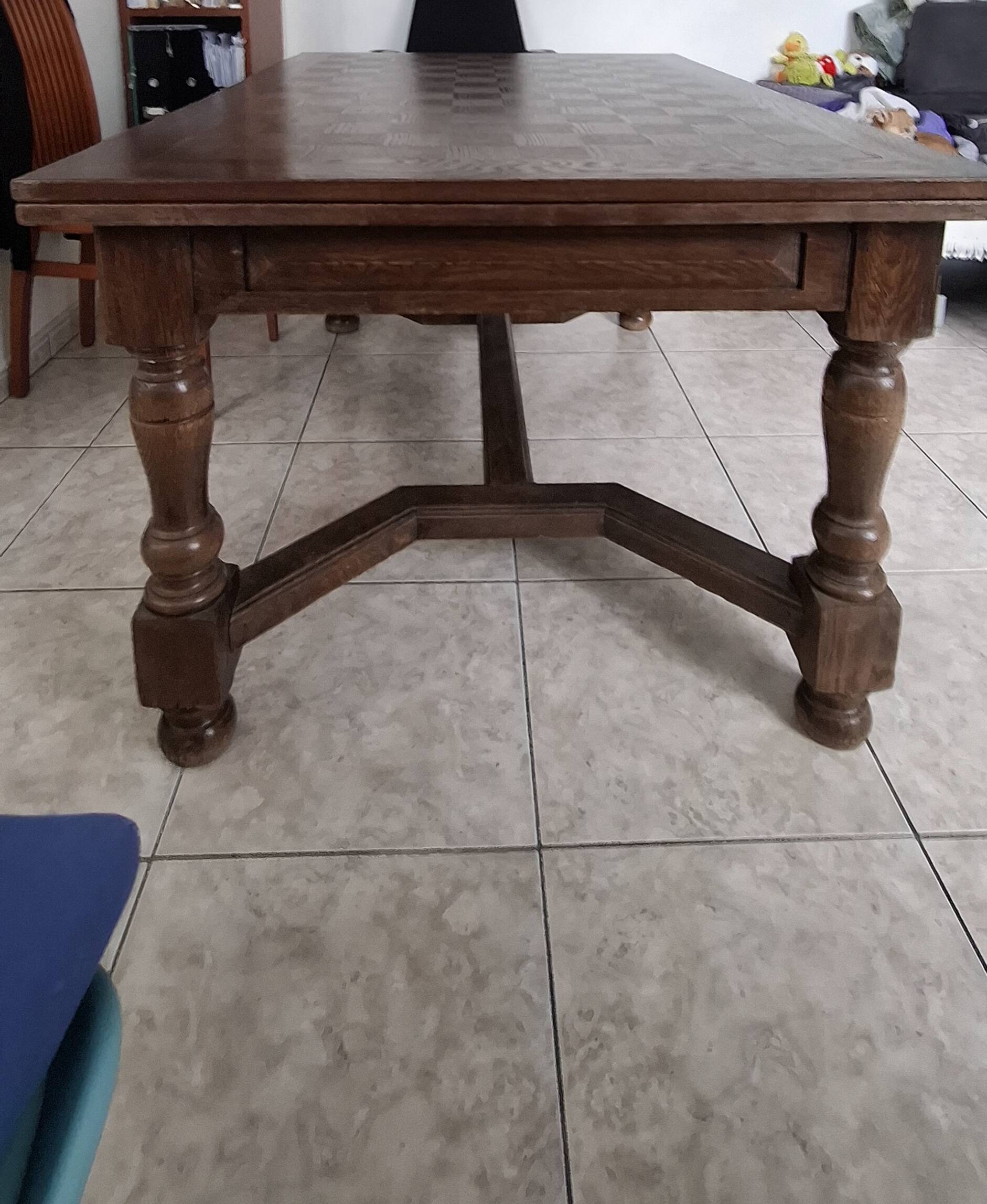 solid wood dining table the monastic with a checkerboard top