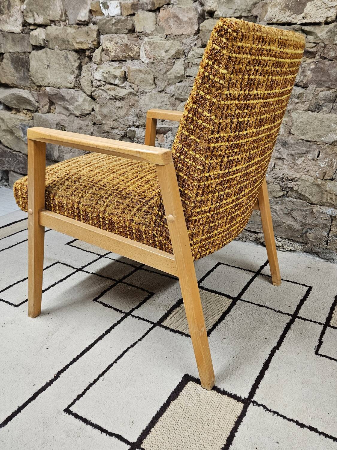 Vintage 1970 curled fireside chair