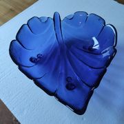 Blue glass fruit bowl