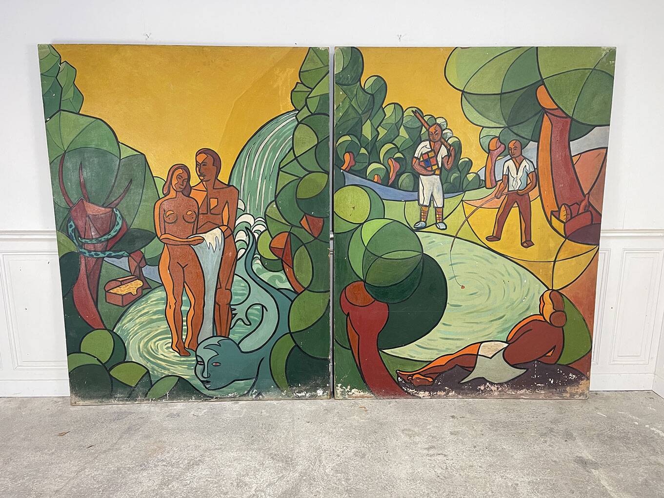 1950s diptych in the post-nabis style