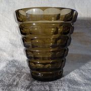 Vase signed Daum Nancy Art Deco Smoked Glass Geometric Decor