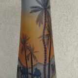 Large Muller vase "in the desert" rare piece signed 40 x 15 cm art deco - collectors