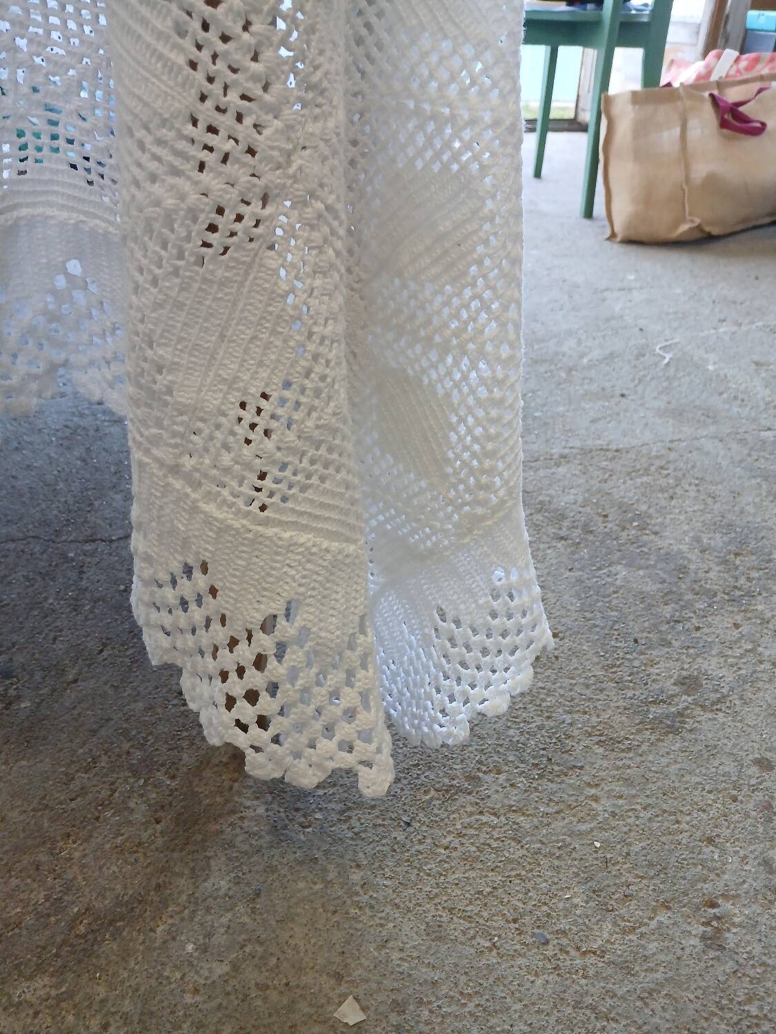 Handmade crochet antique bedspread