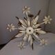 Vintage wheat ear chandelier - white lacquered & gold (Hans Kögl style)