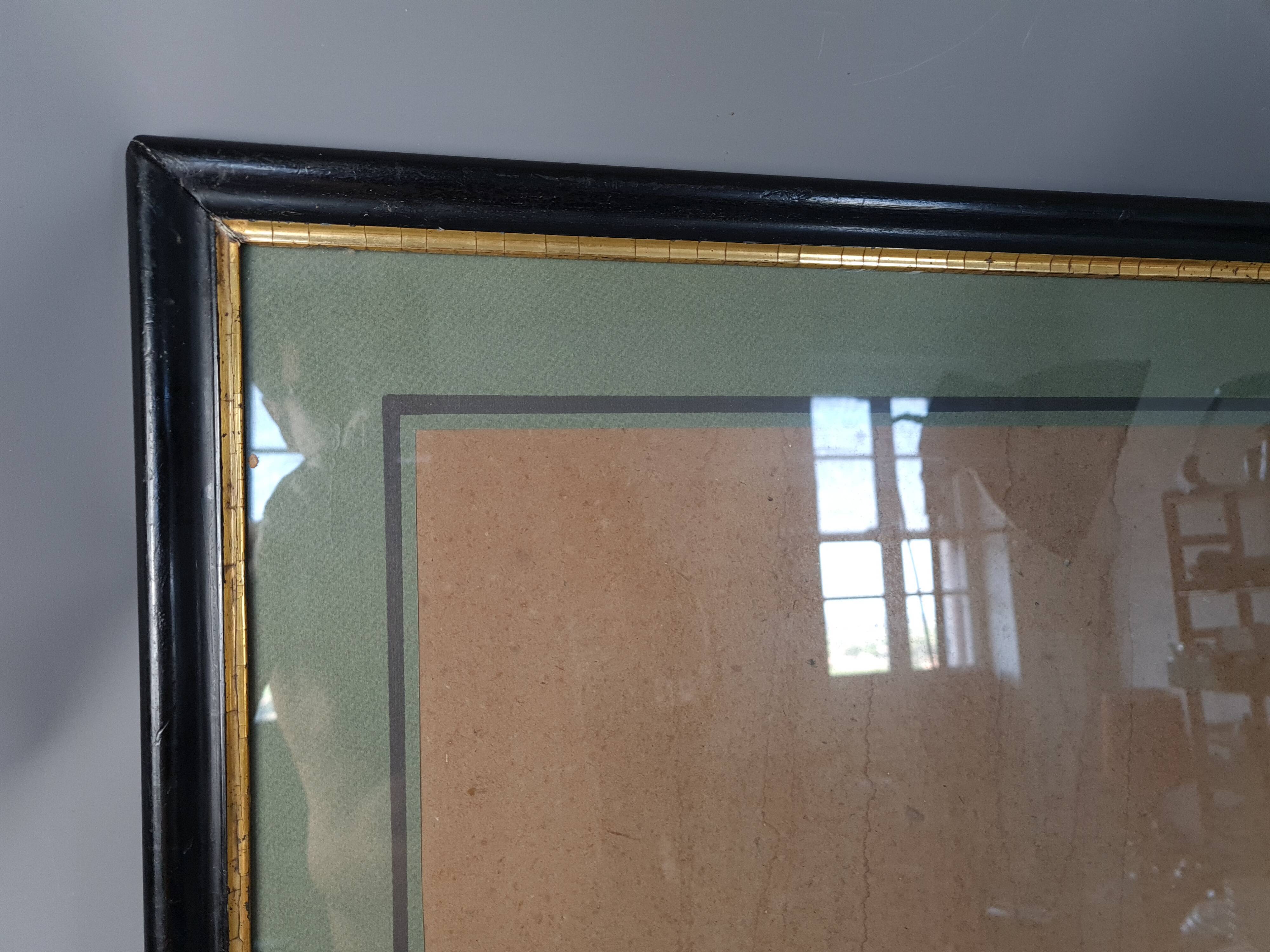 Frame Napoleon III lacquered wood black / gold 65,5x54,5 foliage 61x50 cm + SB glass