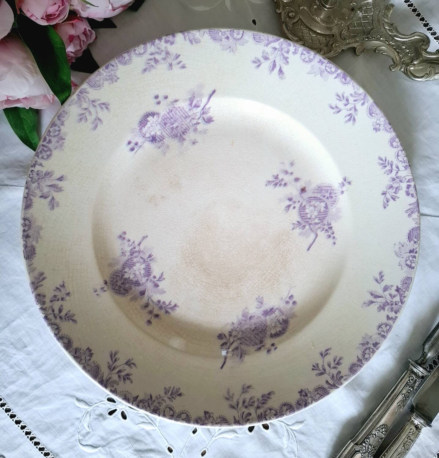 Antique iron earthenware dish