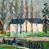 Funeral Procession, oil on panel