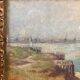 Peinture à l'huile des docks de Harwich par Geoffrey French. 1930