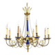 A True Gem, this Chandelier with Bright Gold Finish & Royal Blue in Bronze, Eight Lights.