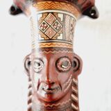 Inca craft vessel from Peru by Antonio Olave (1928-2016) hand painted