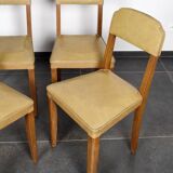 4 chaises vintage en cuir (jaune/ocre)