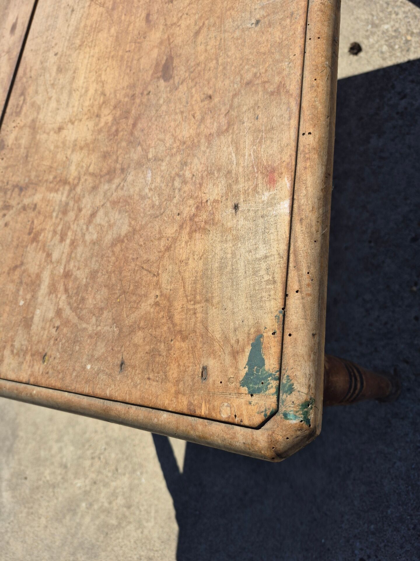 Antique French kitchen table 127 x 83 cm with drawer rustic
