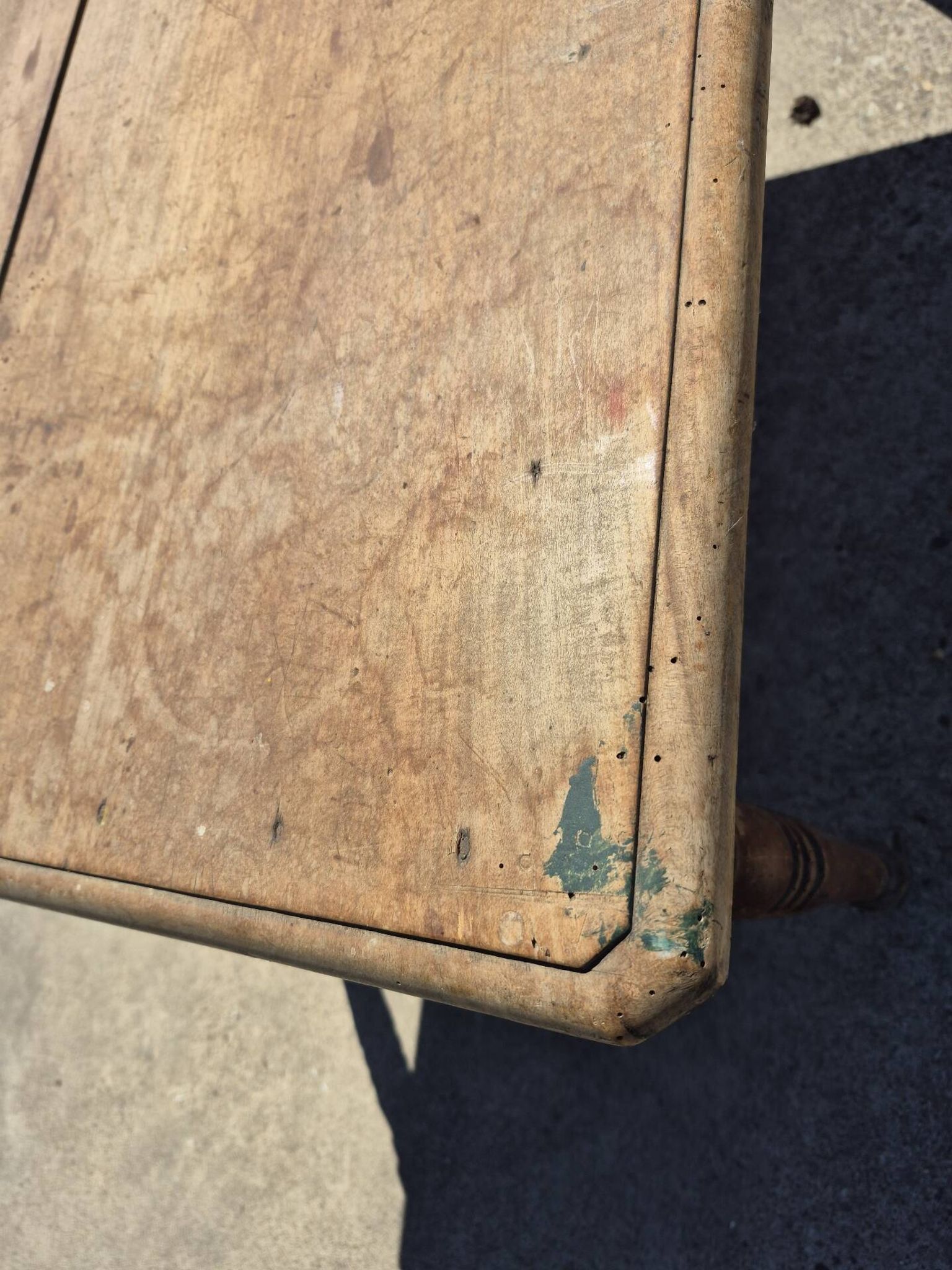 Antique French kitchen table 127 x 83 cm with drawer rustic