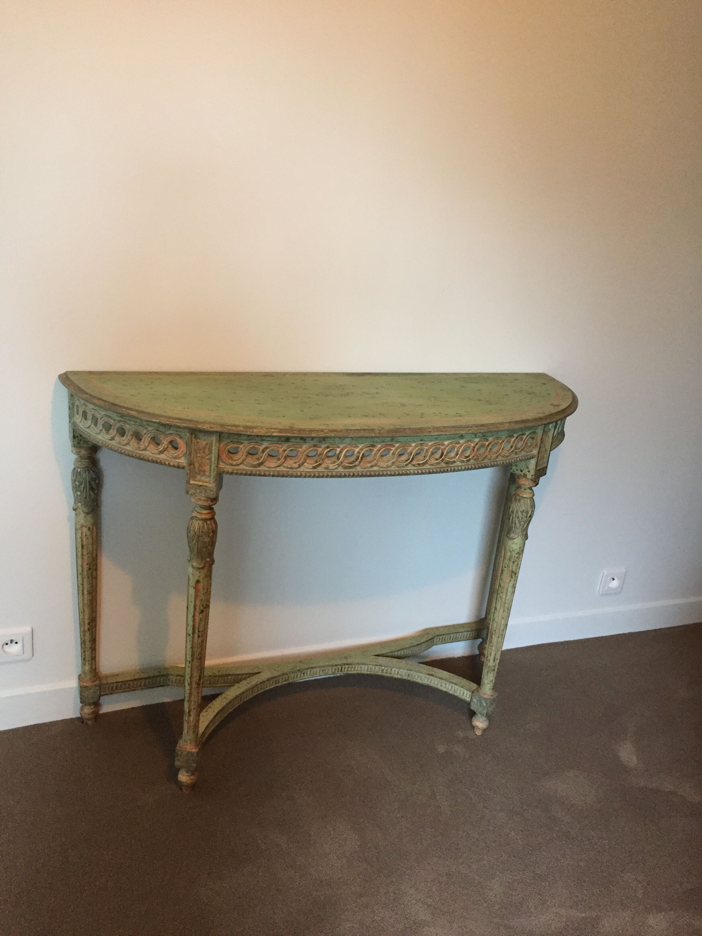 Diptyque console et miroir Louis XVI en bois