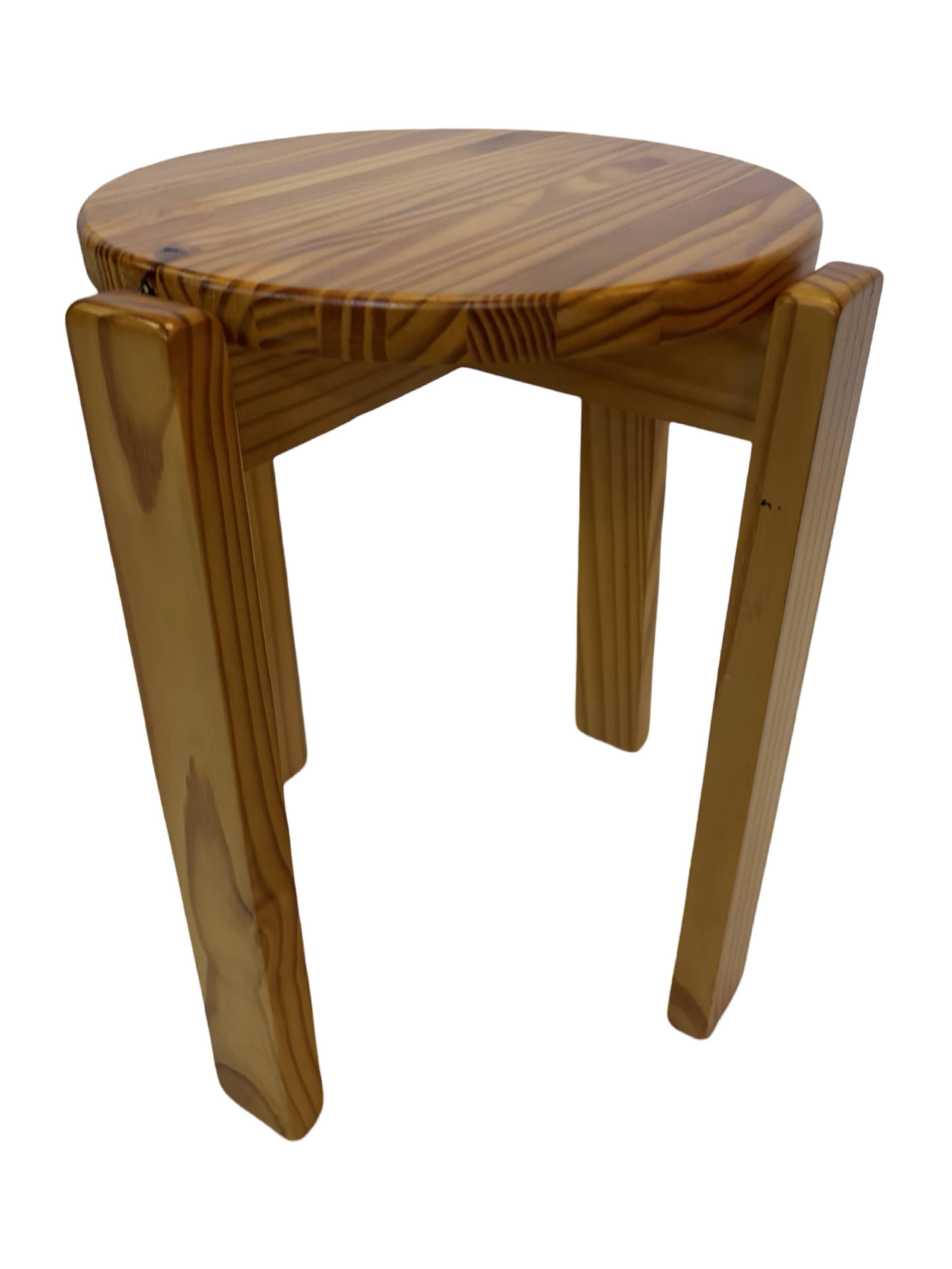 Mid century pinewood stool, minimalistic design 1960s