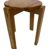 Mid century pinewood stool, minimalistic design 1960s