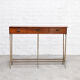 Sculptural wood & brass console table, italy 1950's