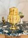Imposante lampe Art Déco Building en opaline jaune marbrée