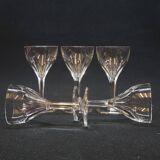 5 verres a liqueur en cristal taillé 6 côtes plates nestor val saint lambert