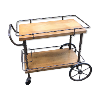 Rolling service in solid oak and wrought iron