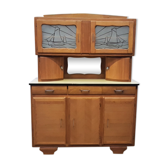 Ancien buffet deux corps formica des années 50/60